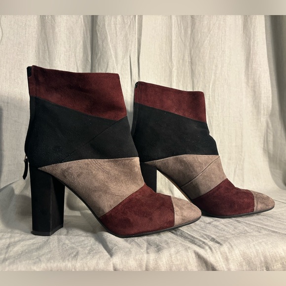 VERO CUOIO Suede Ankle Heel Boots in Burgundy & Black & Taupe ✨🍂 Minimalist - Picture 2 of 11
